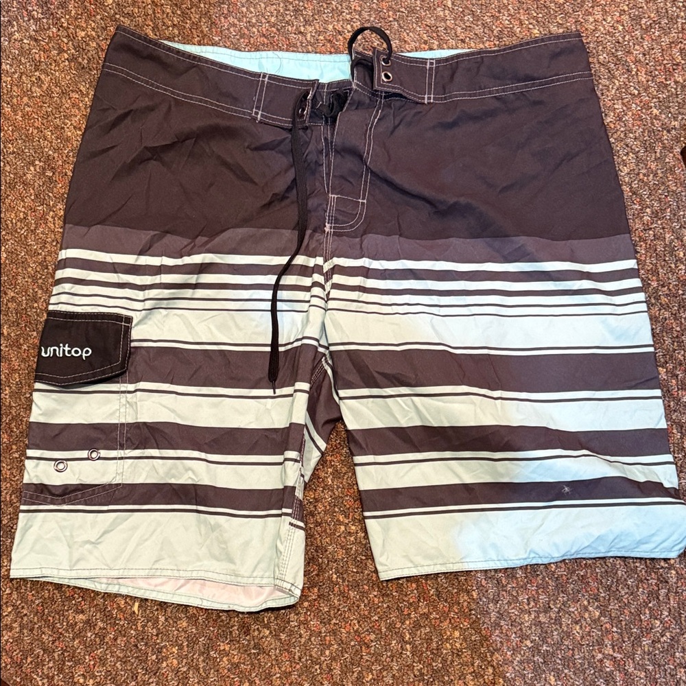 Men's Striped Board Shorts - Black and Green
